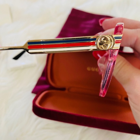 Gucci 51MM oversize pink glitter sunglasses - Picture 5 of 11